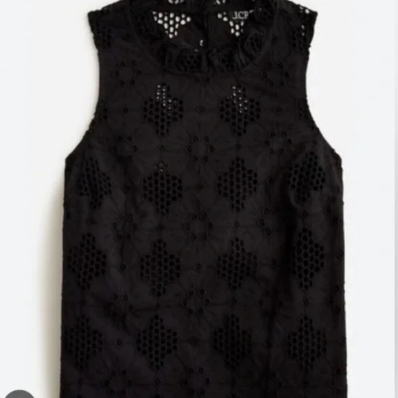 NWT J. Crew Fleur Eyelet Top Black Small - Picture 1 of 7
